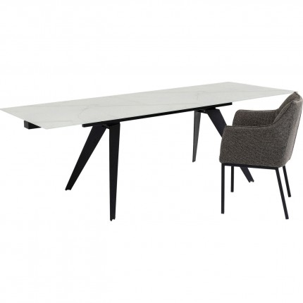 Uitschuifbare Eettafel Amsterdam 240x90cm wit marmereffect Kare Design