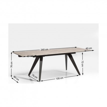 Eettafel Amsterdam Marble 160(+40+40)x90cm Kare Design