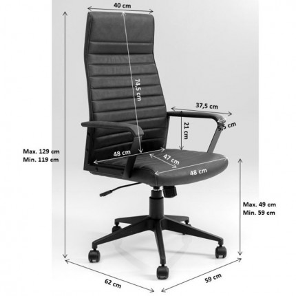 Draaibare Bureaustoel Labora hoog zwart Kare Design