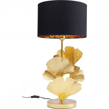 Table Lamp gingko leaves gold and black Kare Design