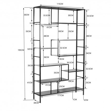 Bookshelf Loft 195x115cm Goud Kare Design