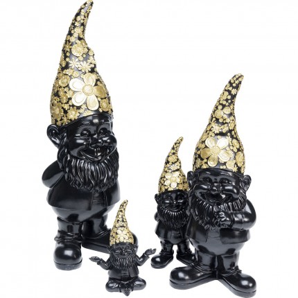 Decoratie Gnome Meditation Zwart Gouden 19cm Kare Design