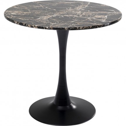 Eettafel Schickeria Ø80cm zwart marmereffect Kare Design