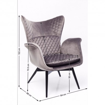 Fauteuil Tudor fluweel grijs Kare Design