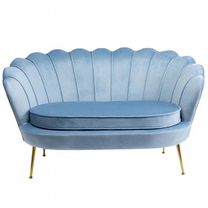 Sofa Water Lily 2-Zits fluweel blauw en goud Kare Design