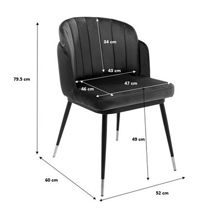 Stoel Hojas fluweel grijs en groen Kare Design