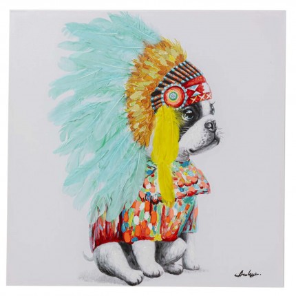 Schilderij Headdress Dog 80x80cm Kare Design