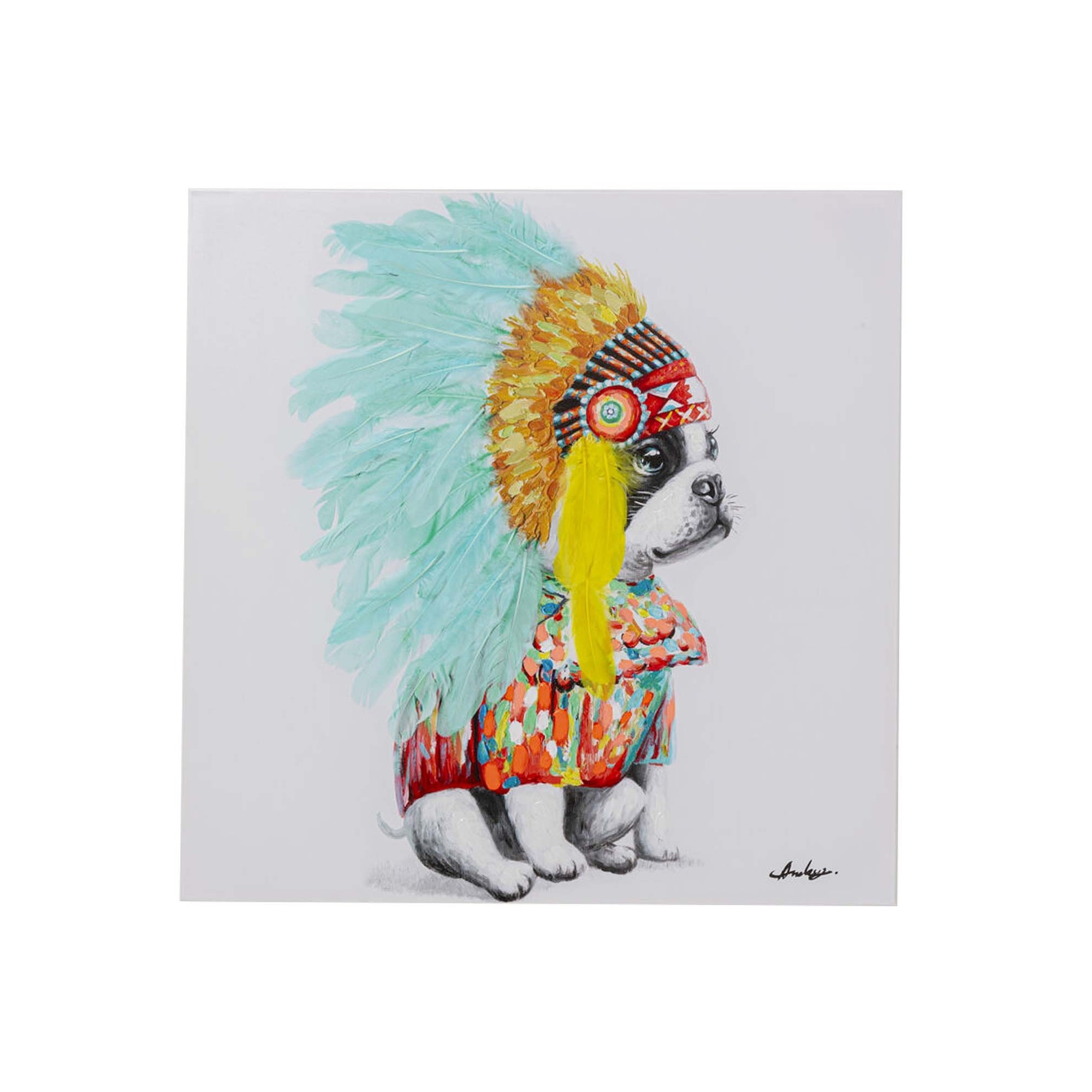 Tableau sur toile Headdress Dog 80x80cm