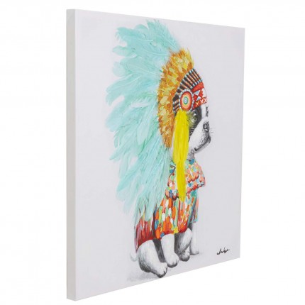 Schilderij Headdress Dog 80x80cm Kare Design