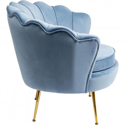 Fauteuil Water Lily Blauw fluweel Goud Kare Design