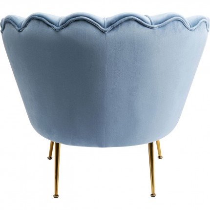 Fauteuil Water Lily Blauw fluweel Goud Kare Design