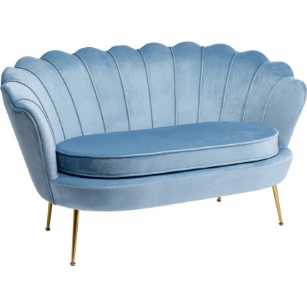 Sofa Water Lily 2-Zits fluweel blauw en goud Kare Design