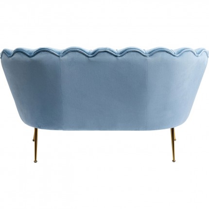 Sofa Water Lily 2-Zits fluweel blauw en goud Kare Design