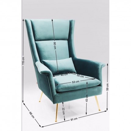 Fauteuil Vegas Forever blauwgroen Kare Design