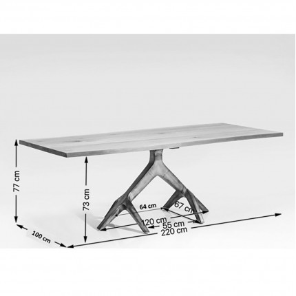 Eettafel Roots Dark 220x100cm Kare Design