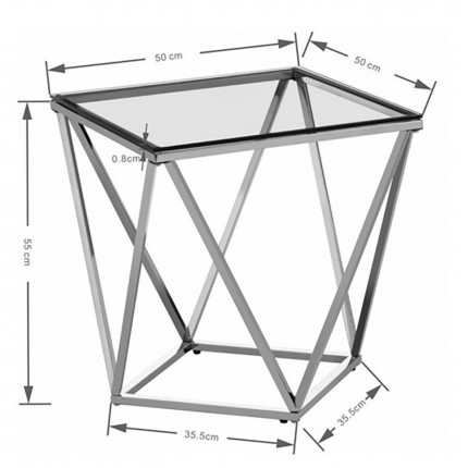 Bijzettafel Cristallo Zwart 50x50cm Kare Design