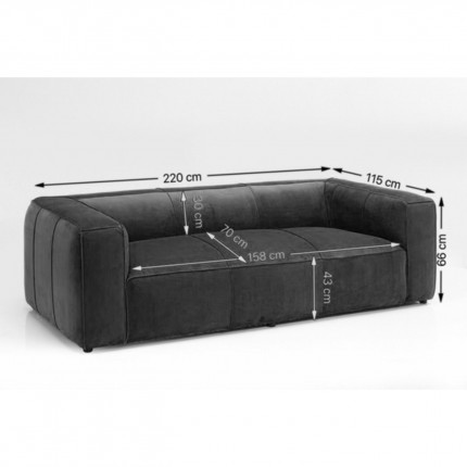 Sofa Cubetto Cord 3-Seater light grey Kare Design