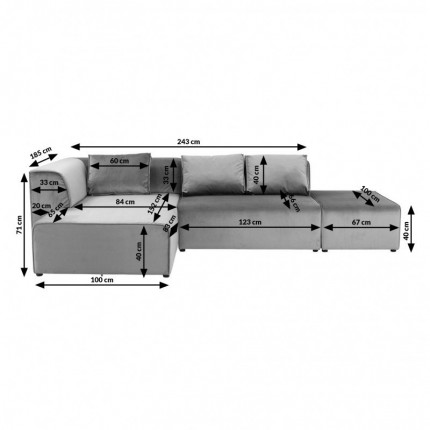 Corner Sofa Infinity Grey Left Kare Design