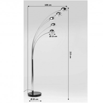 Vloerlamp Five Fingers Duo 200cm Kare Design