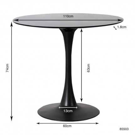 Eettafel Schickeria Ø110cm zwart Kare Design