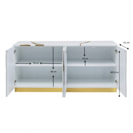 Dressoir Cracked wit en goud Kare Design