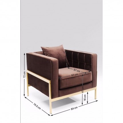 Fauteuil Loft fluweel bruin Kare Design