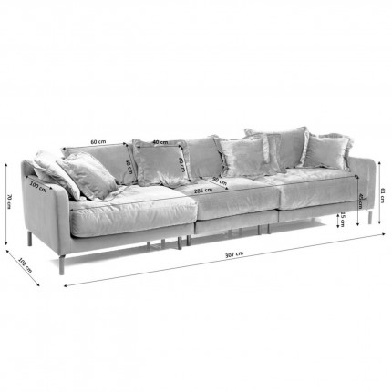 Sofa Lullaby XL fluweel blauw Kare Design