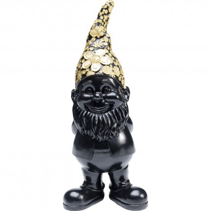 Deco gnome standing 30cm black gold Kare Design