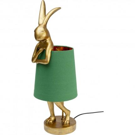 Table Lamp Animal rabbit 68cm gold and green Kare Design