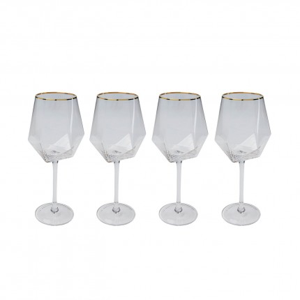 Wijnglazen Diamond Gold Rim (4/Set) Kare Design