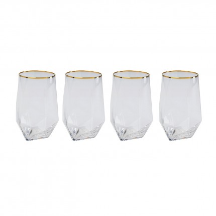 Waterglazen Diamond Gold Rim (4/Set) Kare Design