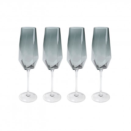 Champagneglazen Diamond Smoke (4/Set) Kare Design