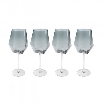 Wijnglazen Diamond Smoke (4/Set) Kare Design