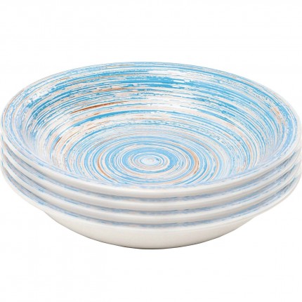 Soepborden Swirl Blue Ø21cm (4/Set) Kare Design