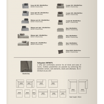 Kruk sofa Infinity grijs Kare Design