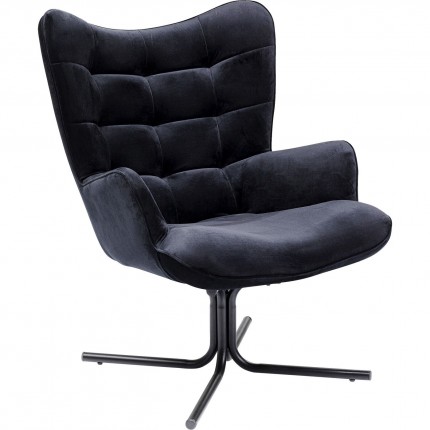 Draaifauteuil Oscar fluweel zwart Kare Design