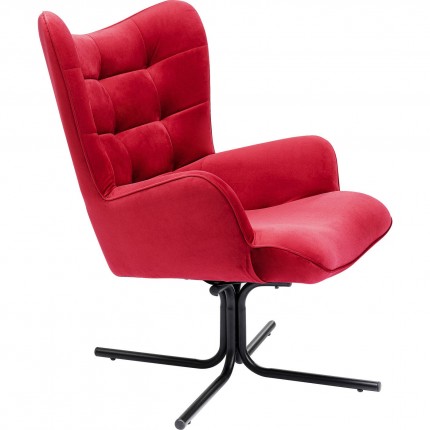 Draaifauteuil Oscar fluweel rood Kare Design