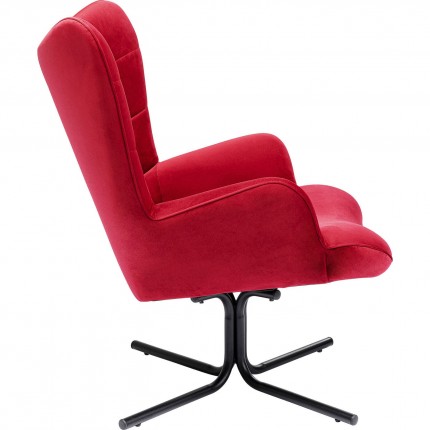 Draaifauteuil Oscar fluweel rood Kare Design