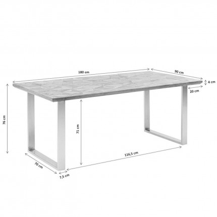 Eettafel Stars Chromium 180x90cm Kare Design