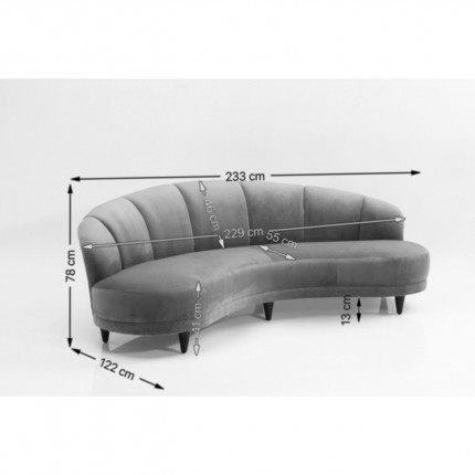 Sofa Dschinn 3-Zits fluweel taupe Kare Design