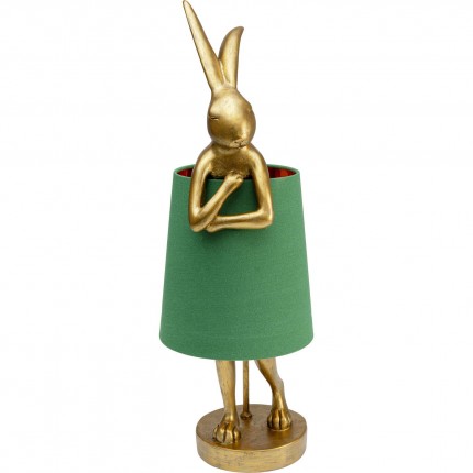 Table Lamp Animal rabbit 68cm gold and green Kare Design