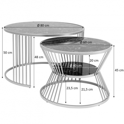 Salontafel Roma (2/Set) zwart Kare Design