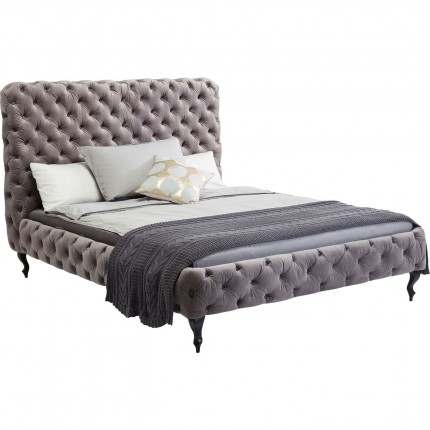 Bed Desire Hoog Zilver Grijs Fluweel Kare Design