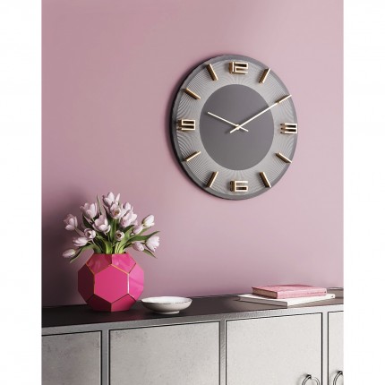 Wall Clock Leonardo Grey/Gold Kare Design