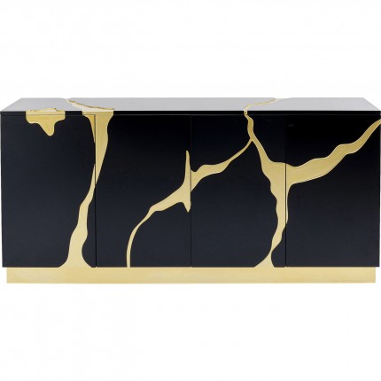 Dressoir Cracked zwart en goud Kare Design