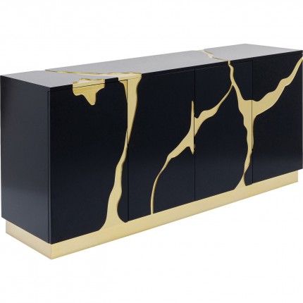 Dressoir Cracked zwart en goud Kare Design