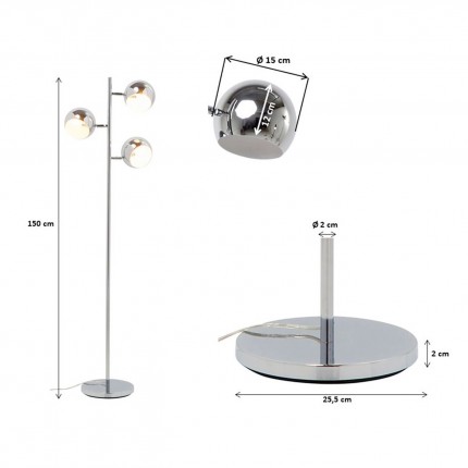 Floor Lamp Calotta 151cm chrome Kare Design