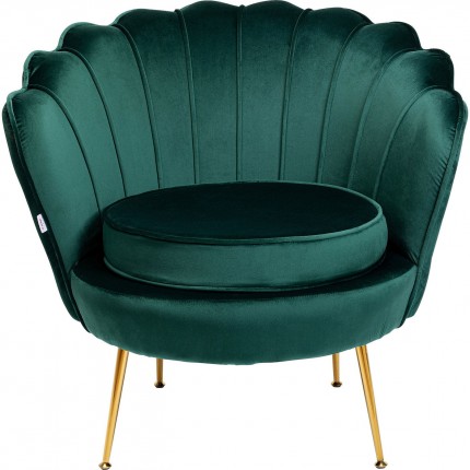 Fauteuil Water Lily Groen fluweel Goud Kare Design