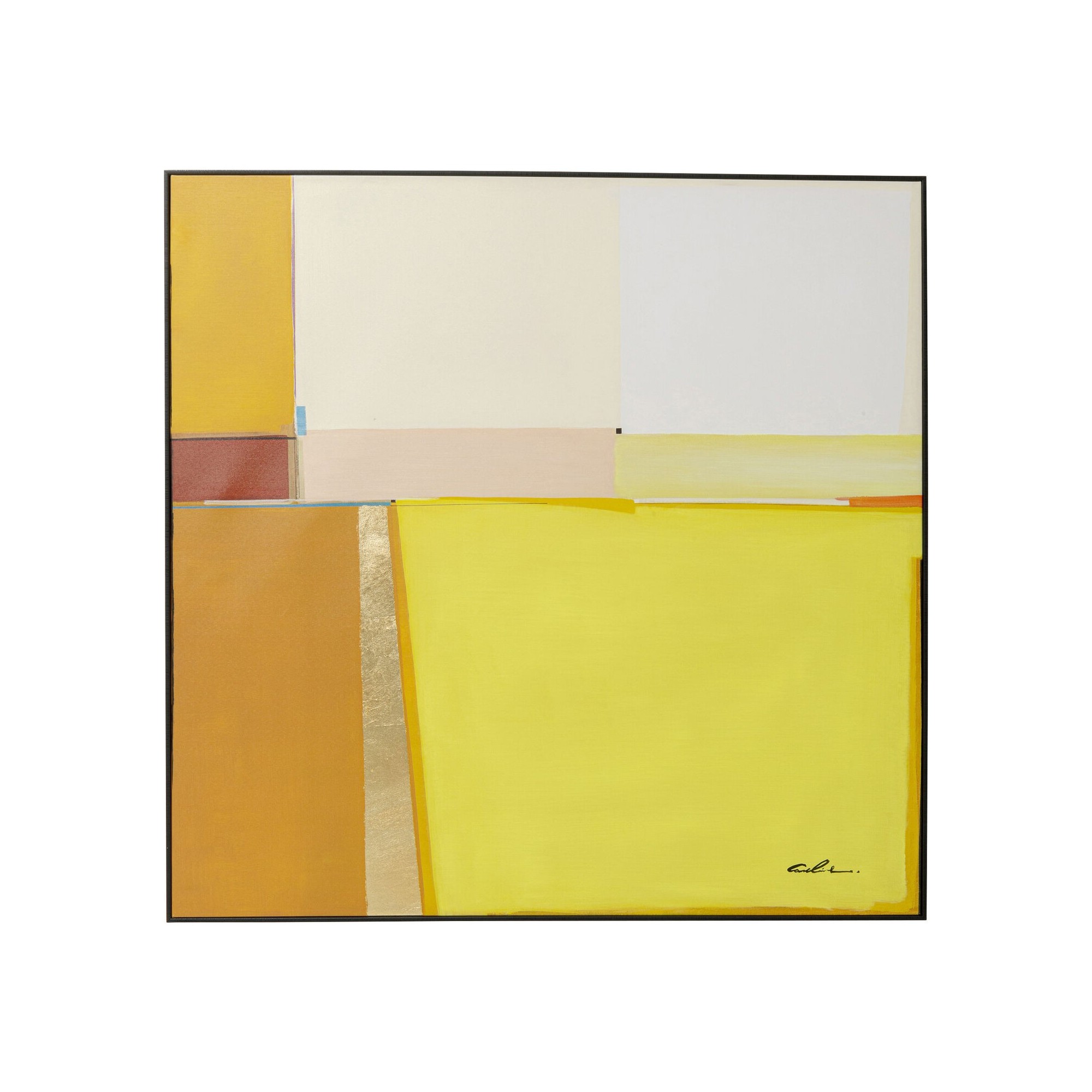 Tableau encadré Abstract Shapes jaune 113x113cm