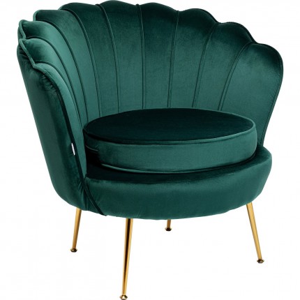 Fauteuil Water Lily Groen fluweel Goud Kare Design